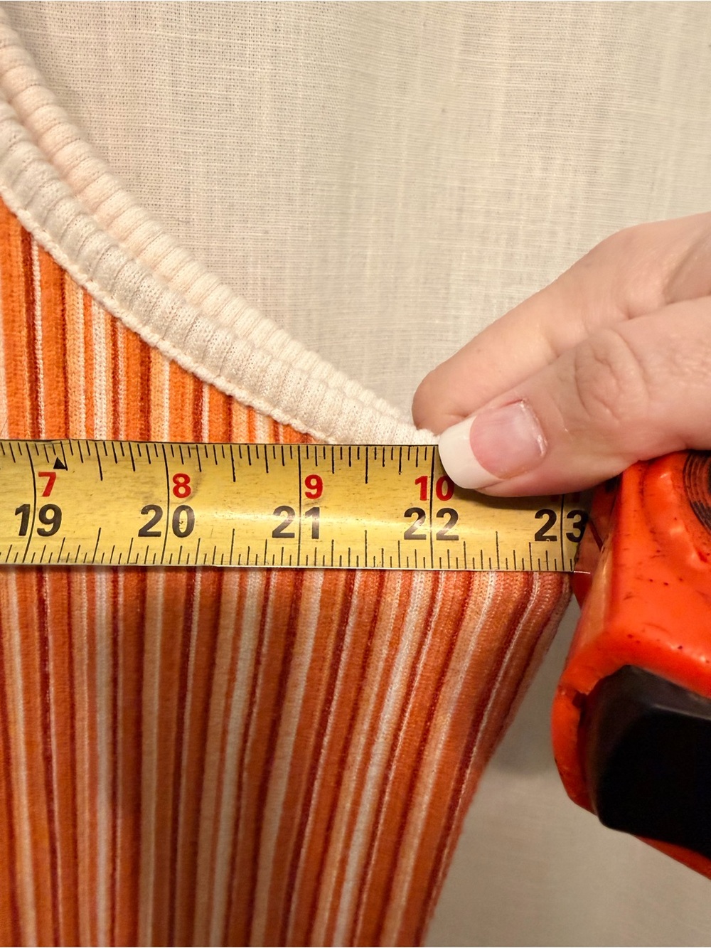 Time and Tru Orange Vertical-Stripe Ribbed Maxi Dress - Picture 5 of 8